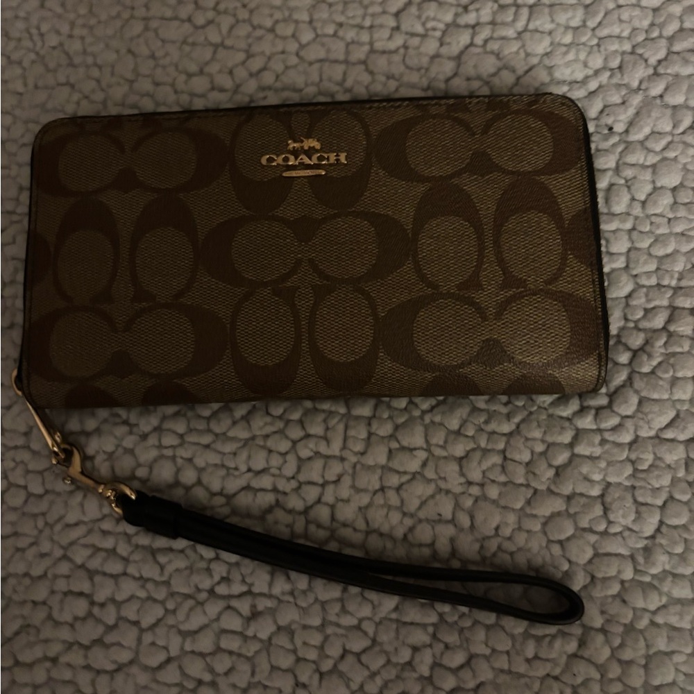 Coach Brown Signature Wristlet